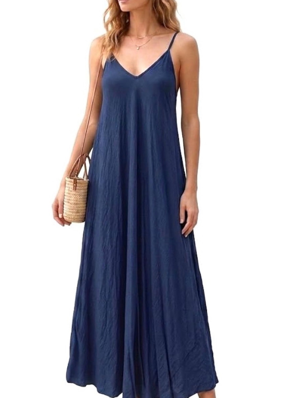 Women’s Summer Maxi Dress V-Neck With Spaghetti Straps - Sundress